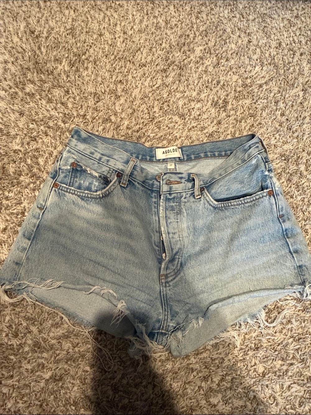 Agolde Parker Light Blue Denim Shorts